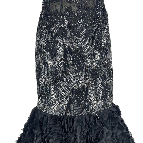 Xtreme Strapless Lace Sequin Mermaid Evening Gown 3D Floral Petal Size 6 - Picture 6 of 13